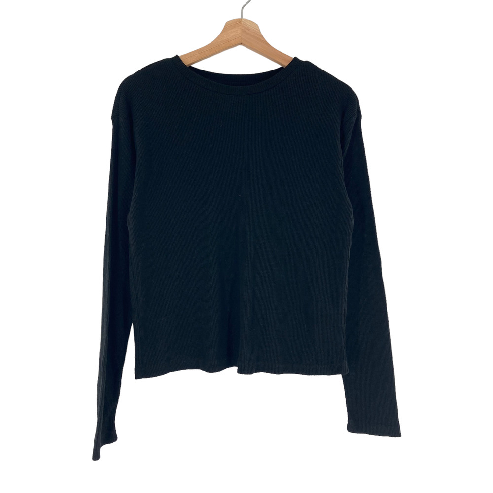 RDI Waffle Knit Crew T-Shirt in Black Tee Nordstrom Long Sleeve Large